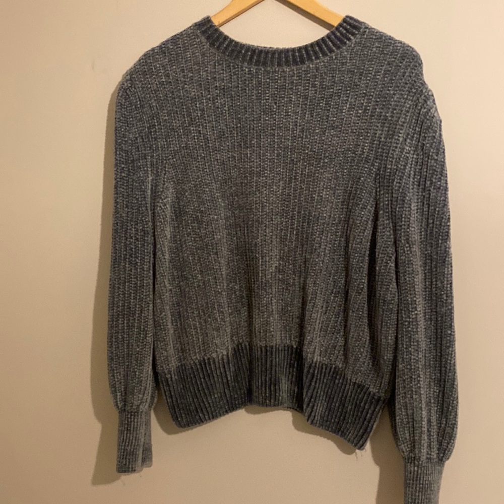 Soft Teal Blue Puff Sleeve Sweater